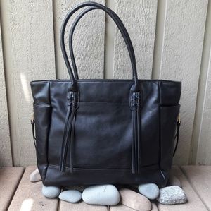 NWT Black leather handbag tote